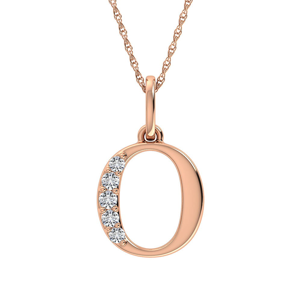 Diamond 1/20 Ct.Tw. Letter O Pendant in 10K Rose Gold