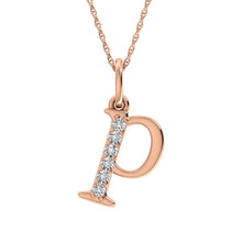 Load image into Gallery viewer, Diamond 1/20 Ct.Tw. Letter P Pendant in 10K Rose Gold