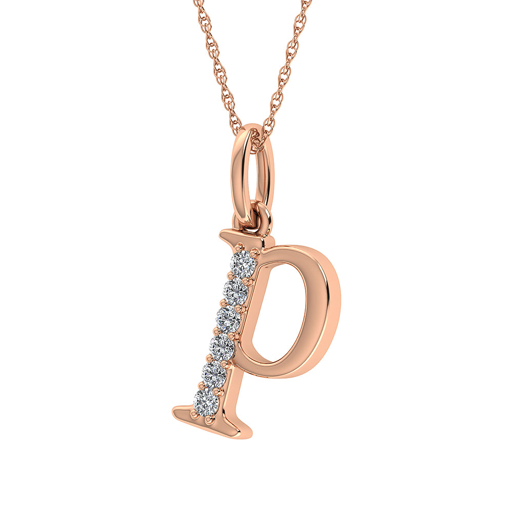 Diamond 1/20 Ct.Tw. Letter P Pendant in 10K Rose Gold