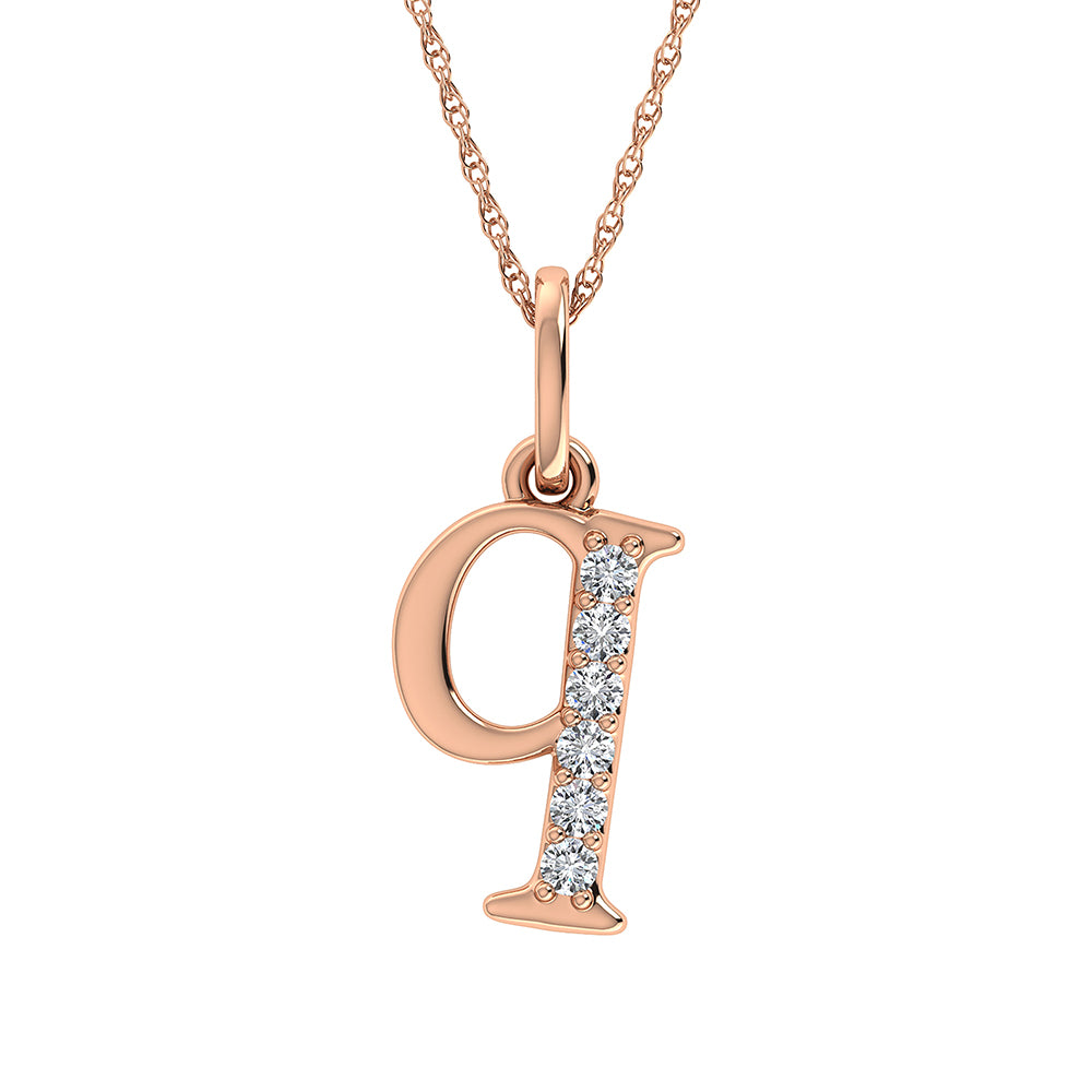 Diamond 1/20 Ct.Tw. Letter Q Pendant in 10K Rose Gold