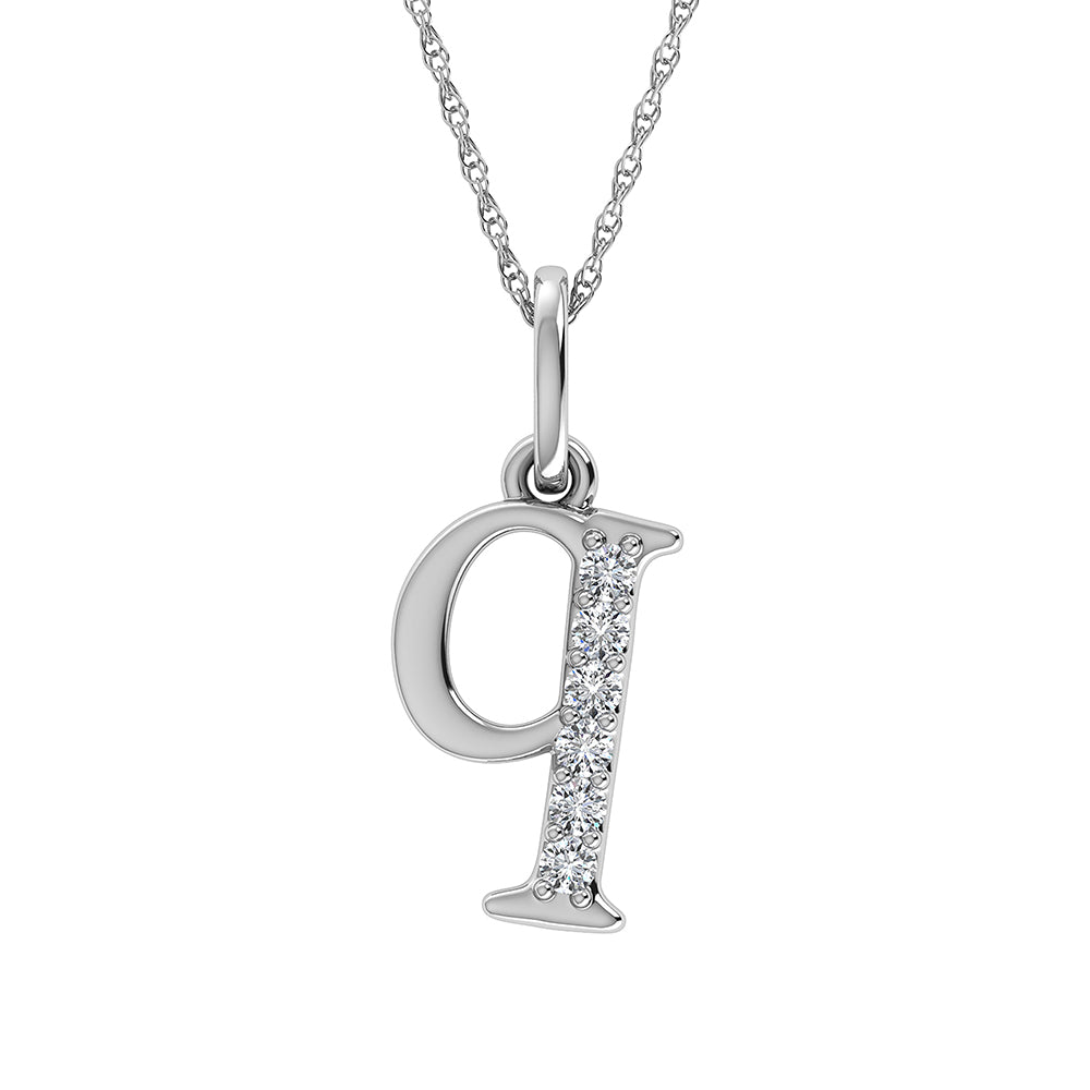 Diamond 1/20 Ct.Tw. Letter Q Pendant in 10K White Gold