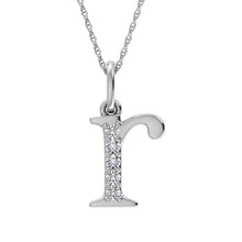 Load image into Gallery viewer, Diamond 1/20 Ct.Tw. Letter R Pendant in 10K White Gold