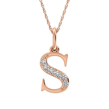 Load image into Gallery viewer, Diamond 1/20 Ct.Tw. Letter S Pendant in 10K Rose Gold