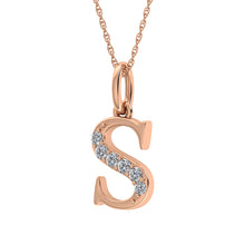 Cargar imagen en el visor de la galería, Diamond 1/20 Ct.Tw. Letter S Pendant in 10K Rose Gold