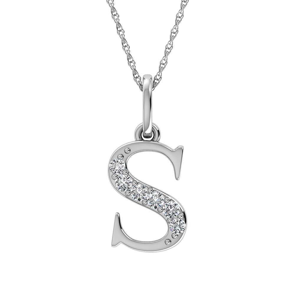 Diamond 1/20 Ct.Tw. Letter S Pendant in 10K White Gold