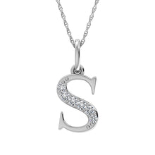 Cargar imagen en el visor de la galería, Diamond 1/20 Ct.Tw. Letter S Pendant in 10K White Gold