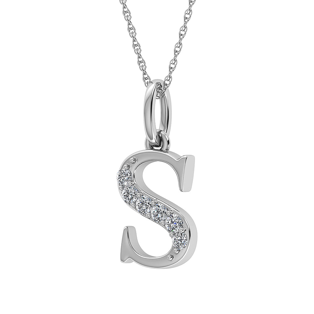 Diamond 1/20 Ct.Tw. Letter S Pendant in 10K White Gold