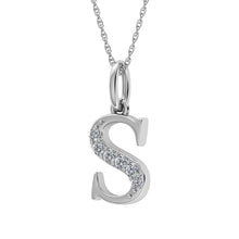 Cargar imagen en el visor de la galería, Diamond 1/20 Ct.Tw. Letter S Pendant in 10K White Gold