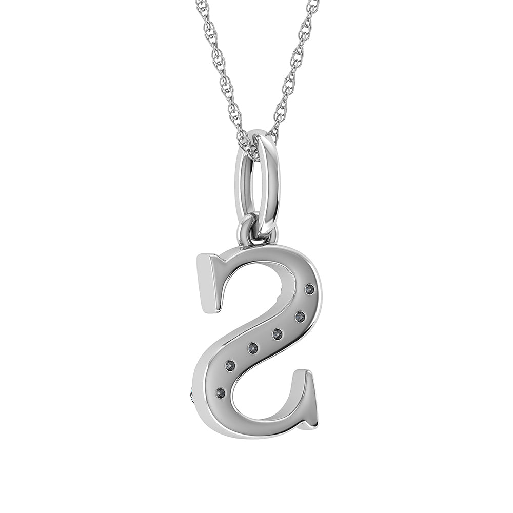 Diamond 1/20 Ct.Tw. Letter S Pendant in 10K White Gold