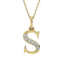 Cargar imagen en el visor de la galería, Diamond 1/20 Ct.Tw. Letter S Pendant in 10K Yellow Gold