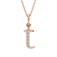 Load image into Gallery viewer, Diamond 1/20 Ct.Tw. Letter T Pendant in 10K Rose Gold