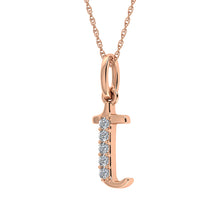 Load image into Gallery viewer, Diamond 1/20 Ct.Tw. Letter T Pendant in 10K Rose Gold