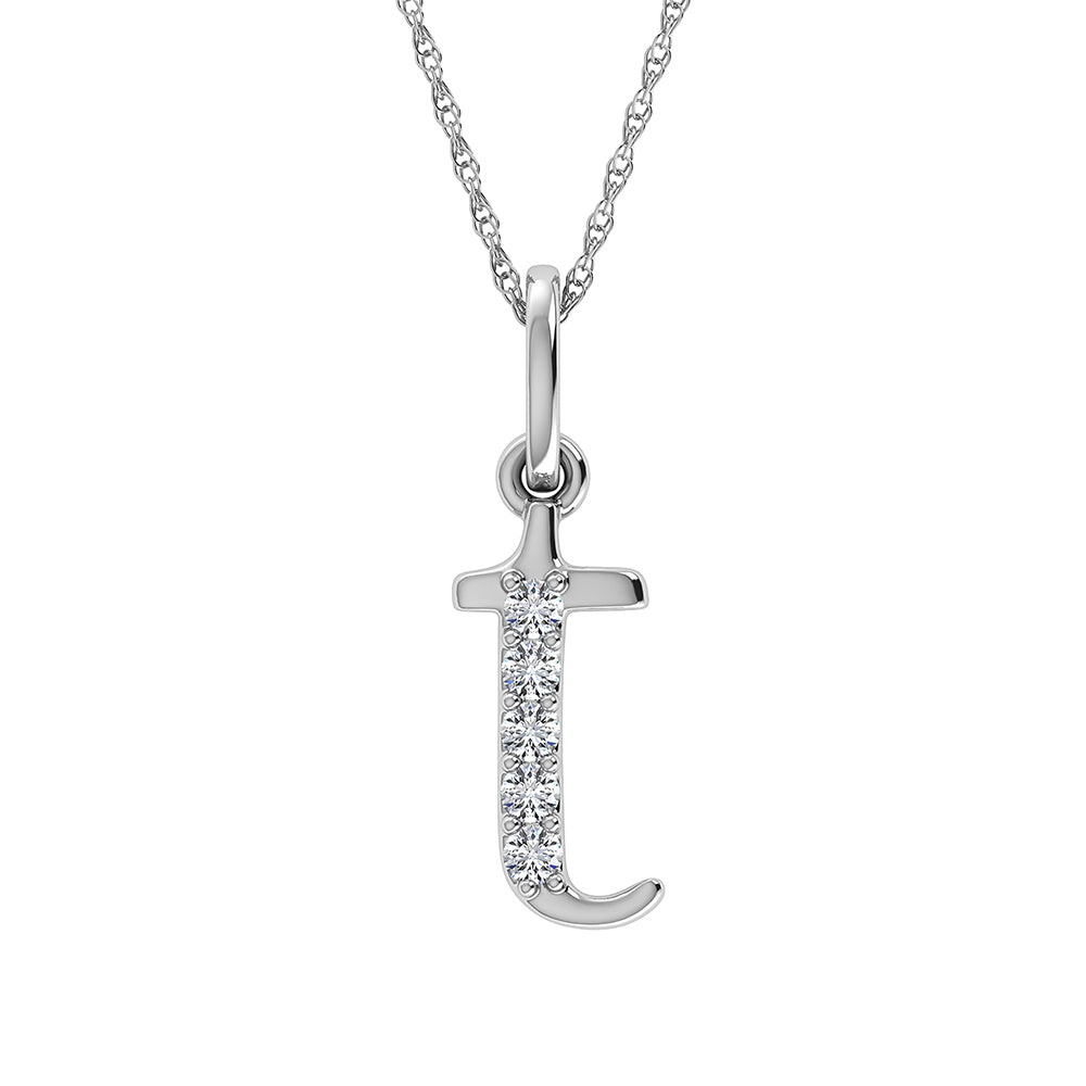 Diamond 1/20 Ct.Tw. Letter T Pendant in 10K White Gold