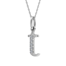 Load image into Gallery viewer, Diamond 1/20 Ct.Tw. Letter T Pendant in 10K White Gold