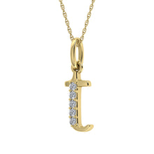 Load image into Gallery viewer, Diamond 1/20 Ct.Tw. Letter T Pendant in 10K Yellow Gold