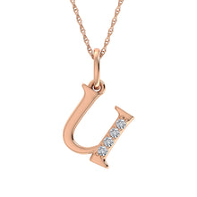 Load image into Gallery viewer, Diamond 1/20 Ct.Tw. Letter U Pendant in 10K Rose Gold