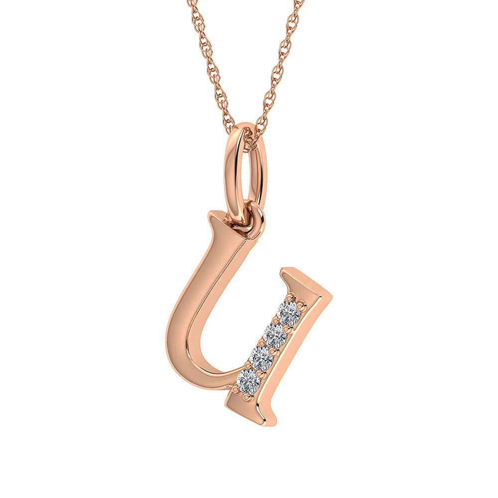 Diamond 1/20 Ct.Tw. Letter U Pendant in 10K Rose Gold