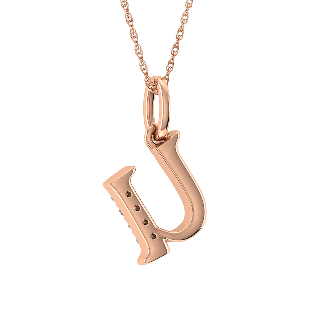 Diamond 1/20 Ct.Tw. Letter U Pendant in 10K Rose Gold