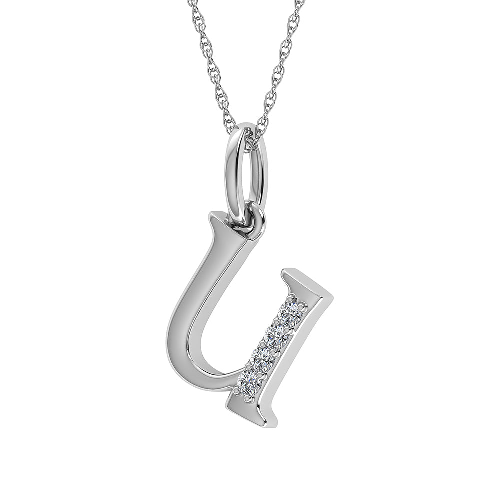 Diamond 1/20 Ct.Tw. Letter U Pendant in 10K White Gold