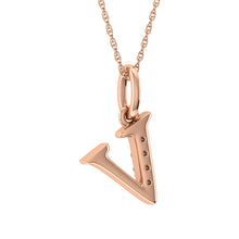 Load image into Gallery viewer, Diamond 1/20 Ct.Tw. Letter V Pendant in 10K Rose Gold