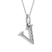 Load image into Gallery viewer, Diamond 1/20 Ct.Tw. Letter V Pendant in 10K White Gold