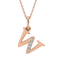 Load image into Gallery viewer, Diamond 1/20 Ct.Tw. Letter W Pendant in 10K Rose Gold