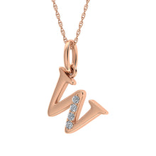 Load image into Gallery viewer, Diamond 1/20 Ct.Tw. Letter W Pendant in 10K Rose Gold