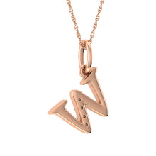 Load image into Gallery viewer, Diamond 1/20 Ct.Tw. Letter W Pendant in 10K Rose Gold