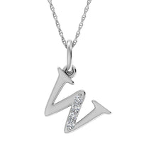 Load image into Gallery viewer, Diamond 1/20 Ct.Tw. Letter W Pendant in 10K White Gold