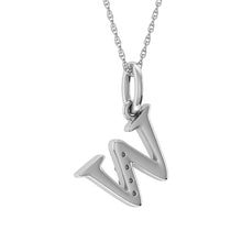 Load image into Gallery viewer, Diamond 1/20 Ct.Tw. Letter W Pendant in 10K White Gold