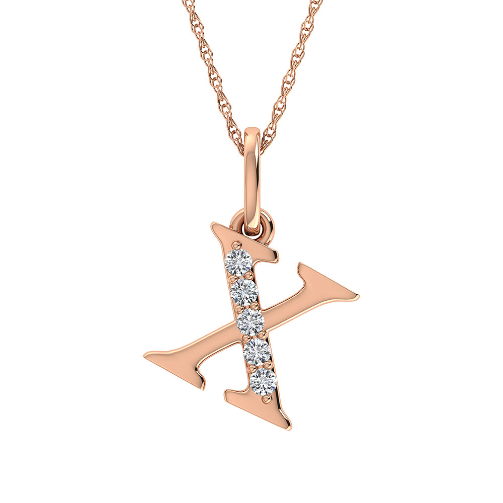 Diamond 1/20 Ct.Tw. Letter X Pendant in 10K Rose Gold