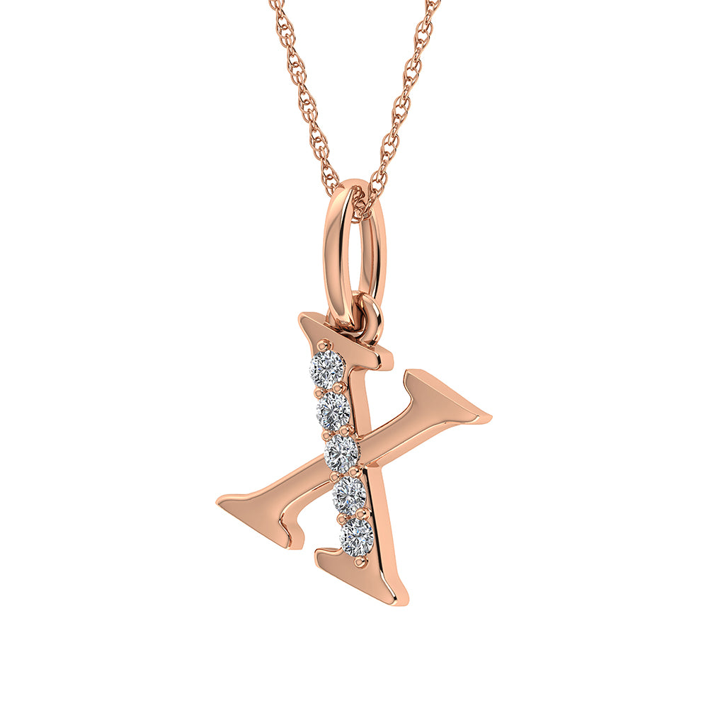 Diamond 1/20 Ct.Tw. Letter X Pendant in 10K Rose Gold