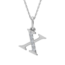 Load image into Gallery viewer, Diamond 1/20 Ct.Tw. Letter X Pendant in 10K White Gold