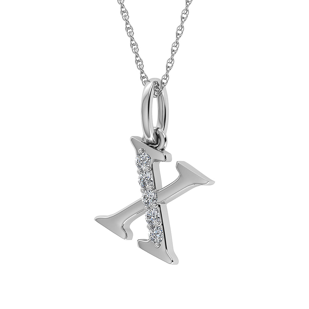 Diamond 1/20 Ct.Tw. Letter X Pendant in 10K White Gold