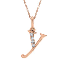 Load image into Gallery viewer, Diamond 1/20 Ct.Tw. Letter Y Pendant in 10K Rose Gold