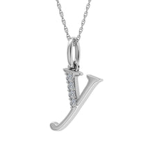 Load image into Gallery viewer, Diamond 1/20 Ct.Tw. Letter Y Pendant in 10K White Gold