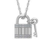 Diamond 1/20 Ct.Tw. Lock and Key Pendant in 925 Silver