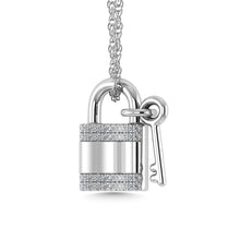 Cargar imagen en el visor de la galería, Diamond 1/20 Ct.Tw. Lock and Key Pendant in 925 Silver