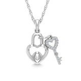 Diamond 1/20 Ct.Tw. Lock Pendant in 925 Silver