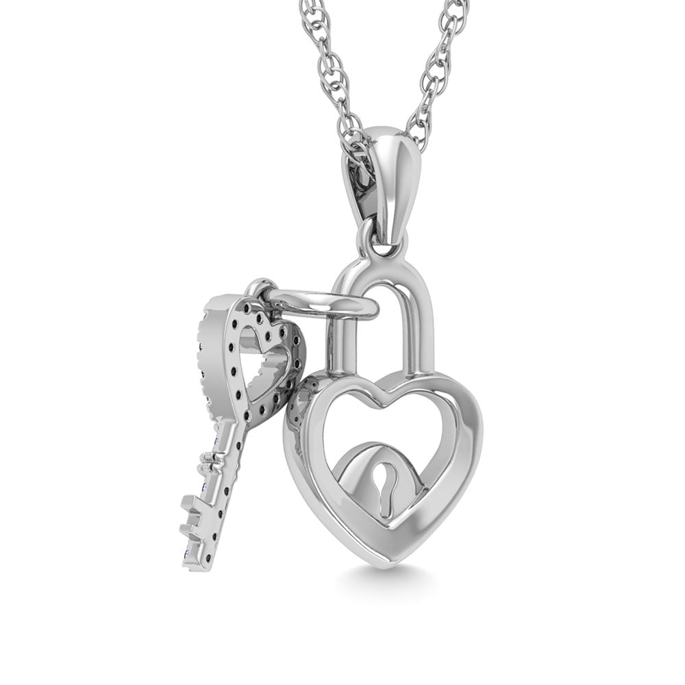 Diamond 1/20 Ct.Tw. Lock Pendant in 925 Silver