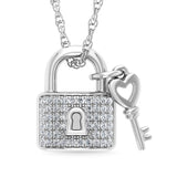 Diamond 1/20 Ct.Tw. Lock and Key Pendant in 925 Silver