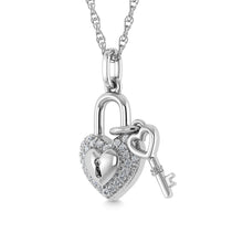 Load image into Gallery viewer, Diamond 1/20 Ct.Tw. Lock Pendant in 925 Silver