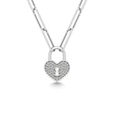 Diamond 1/10 Ct.Tw. Lock Pendant in 925 Silver