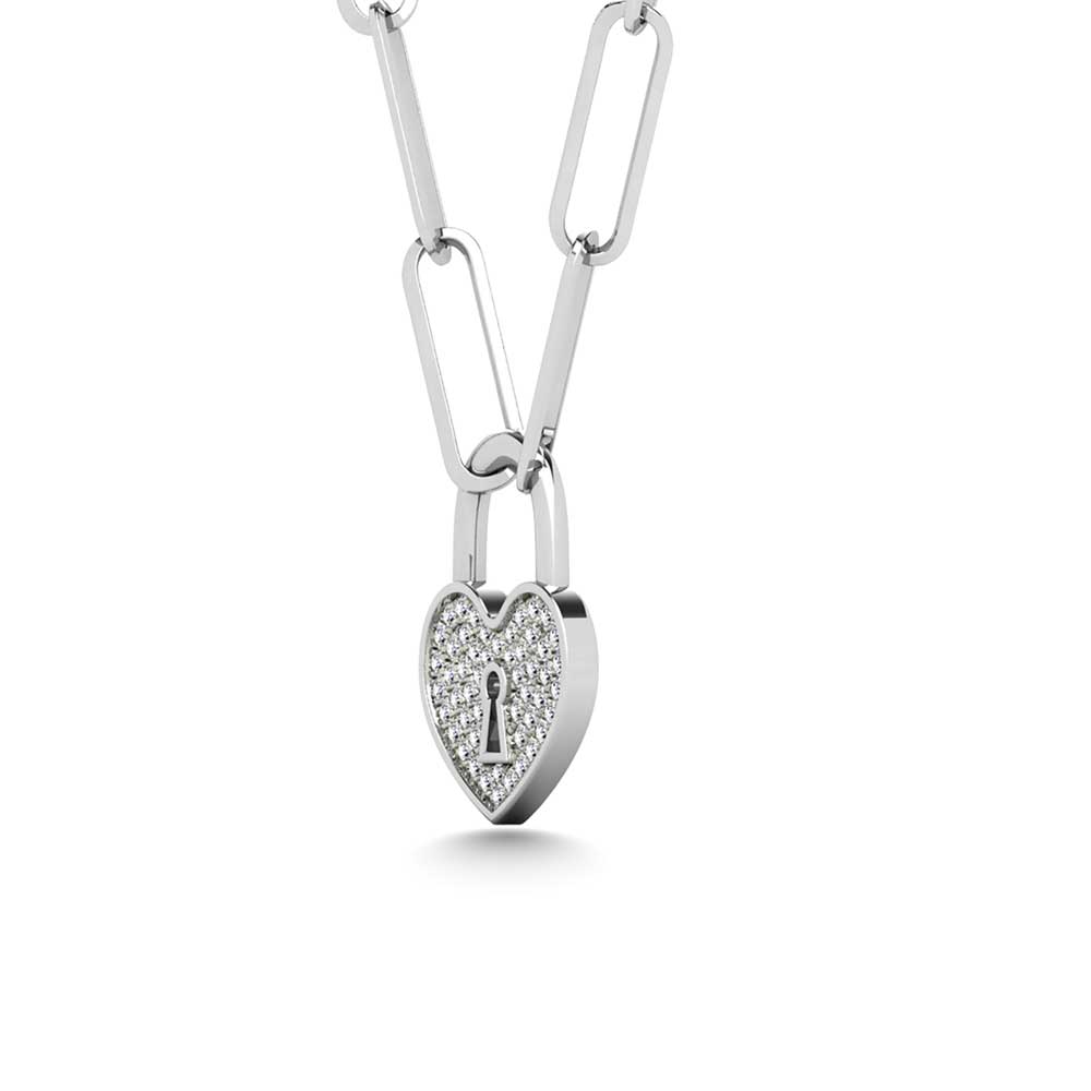 Diamond 1/10 Ct.Tw. Lock Pendant in 925 Silver