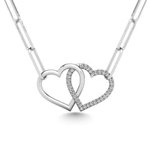 Load image into Gallery viewer, Diamond 1/20 Ct.Tw. Double Heart Pendant in 925 Silver