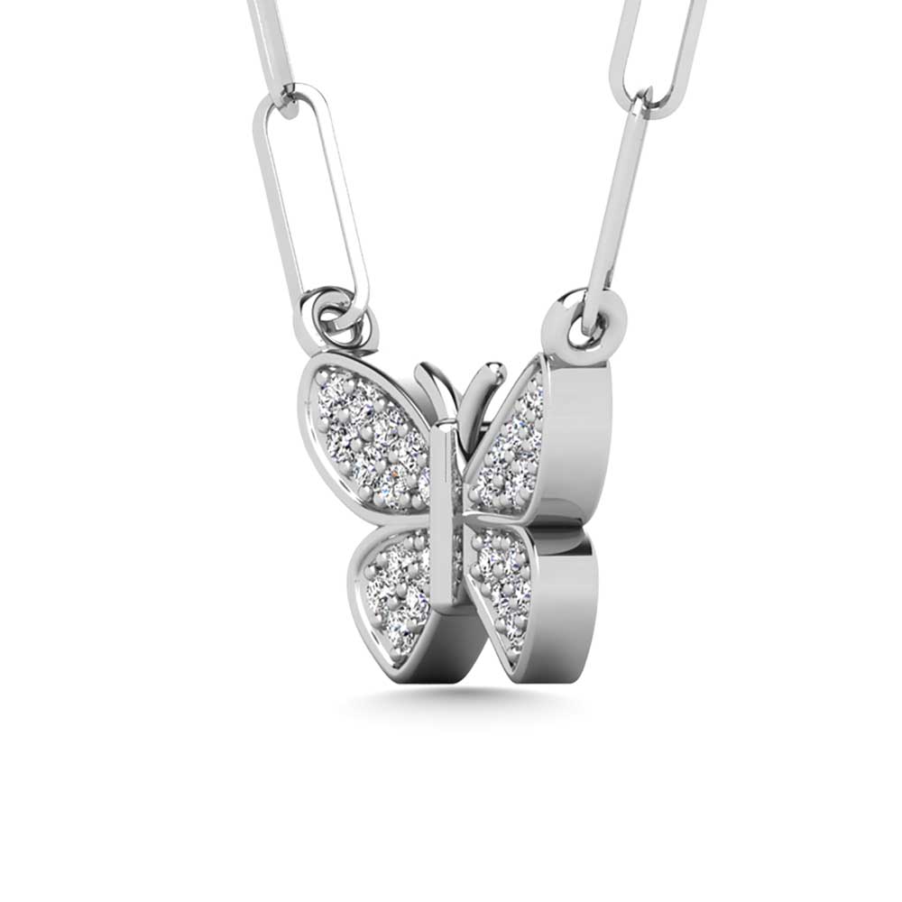 Diamond 1/10 Ct.Tw. Butterfly Pendant in 925 Silver