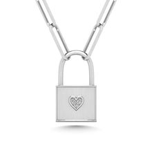 Cargar imagen en el visor de la galería, Diamond 1/50 Ct.Tw. Lock Pendant in 925 Silver