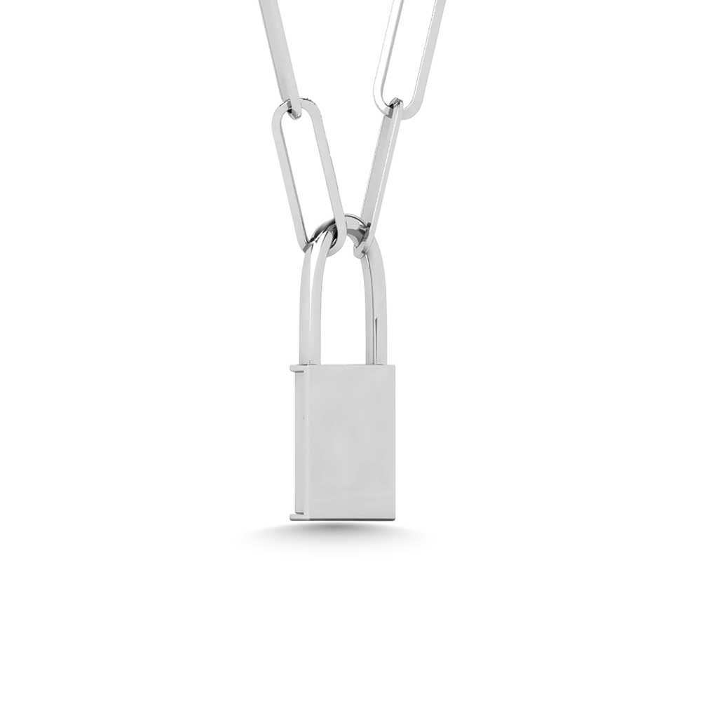 Diamond 1/50 Ct.Tw. Lock Pendant in 925 Silver