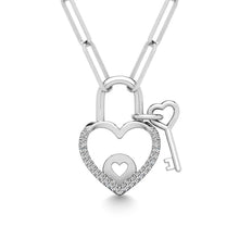 Cargar imagen en el visor de la galería, Diamond 1/20 Ct.Tw. Lock Pendant in 925 Silver