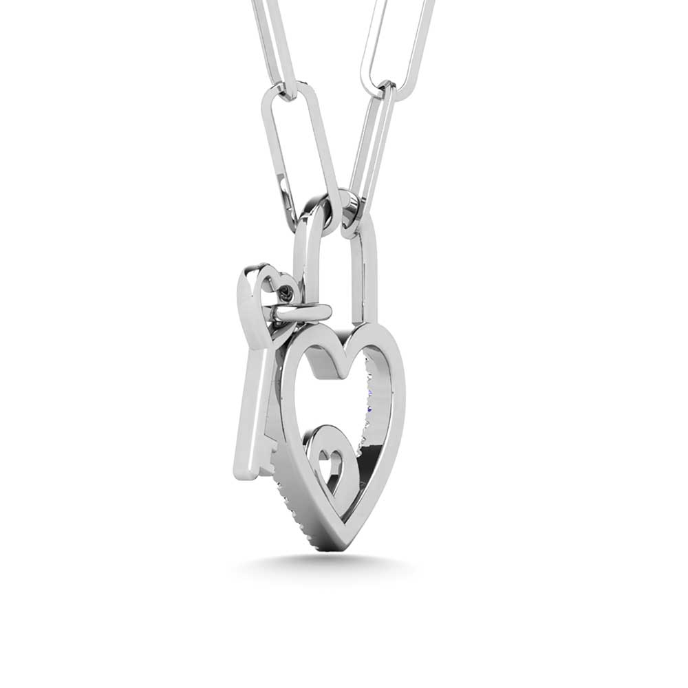 Diamond 1/20 Ct.Tw. Lock Pendant in 925 Silver